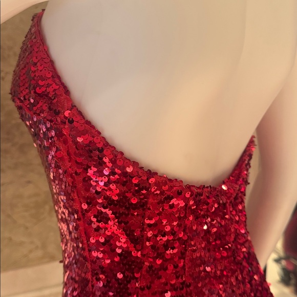Mew Mews Red Sequin Bow Mini Dresss - Picture 3 of 7
